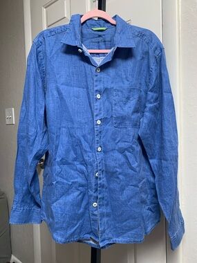 Tommy bahama linen button down long sleeve collared mens shirt medium